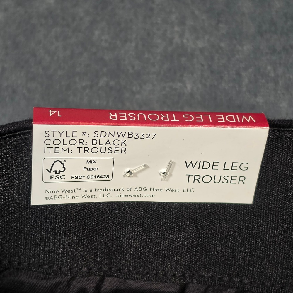 Nine West Jeans Womens Wide Leg Trouser Black Pants SDNWB3327 Size 14 - Picture 3 of 11